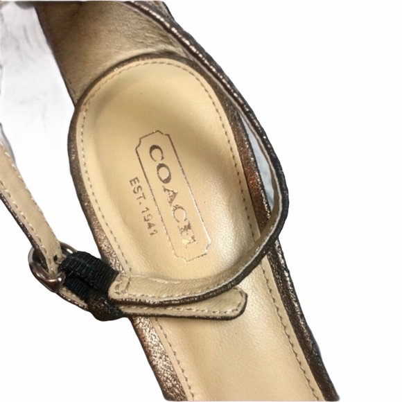 Coach T Strap Metallic Beaded Heels - Picture 4 of 6